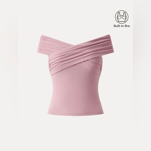 NWT OGL Eco-SkinKiss® Criss Cross Off Shoulder New Airy Brami Top - Rose Mauve